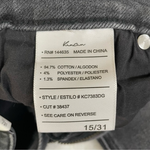 KanCan Jeans Womens 31 Black High Rise Ankle Skinny Distressed Raw Hem Dark Wash - Picture 10 of 12